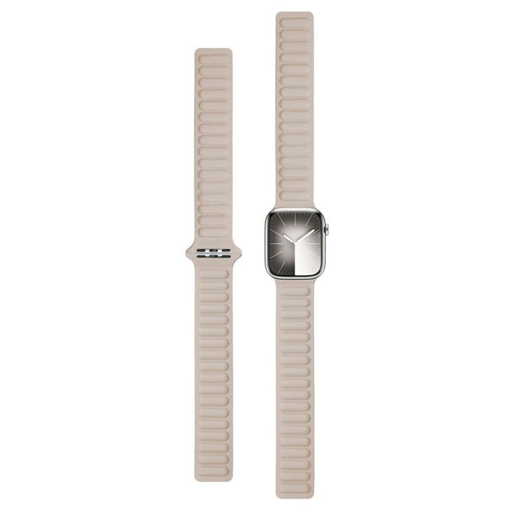 Lippa Apple Watch (42/44/SE/45/46/49mm) Magnetisk Læder Rem - Beige