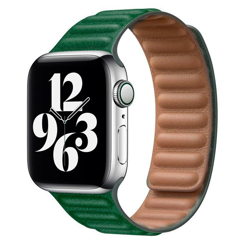 Lippa Apple Watch (42/44/SE/45/46/49mm) Magnetisk Læder Rem - Mørkegrøn