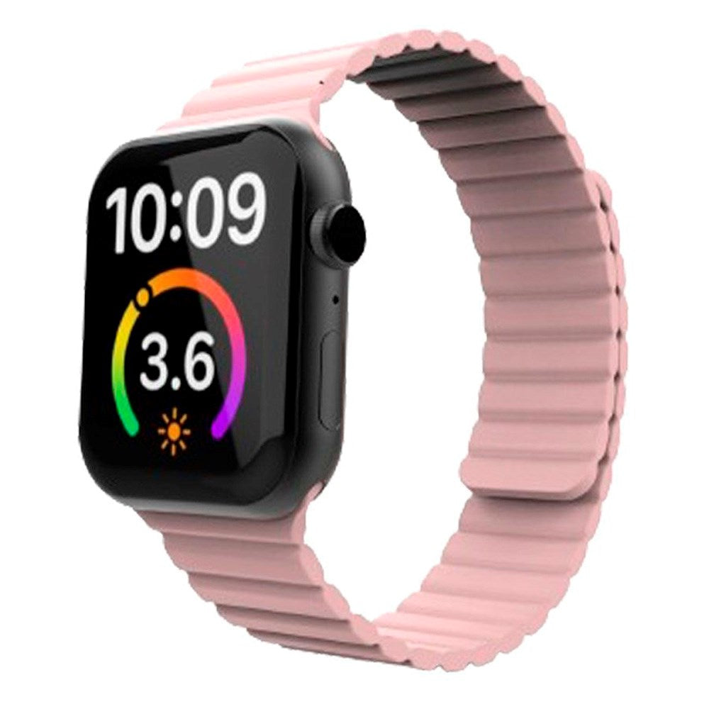 Lippa Apple Watch (42/44/SE/45/46/49mm) Magnetisk Silikone Rem - Lyserød