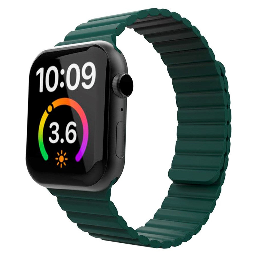 Lippa Apple Watch (42/44/SE/45/46/49mm) Magnetisk Silikone Rem - Mørkegrøn