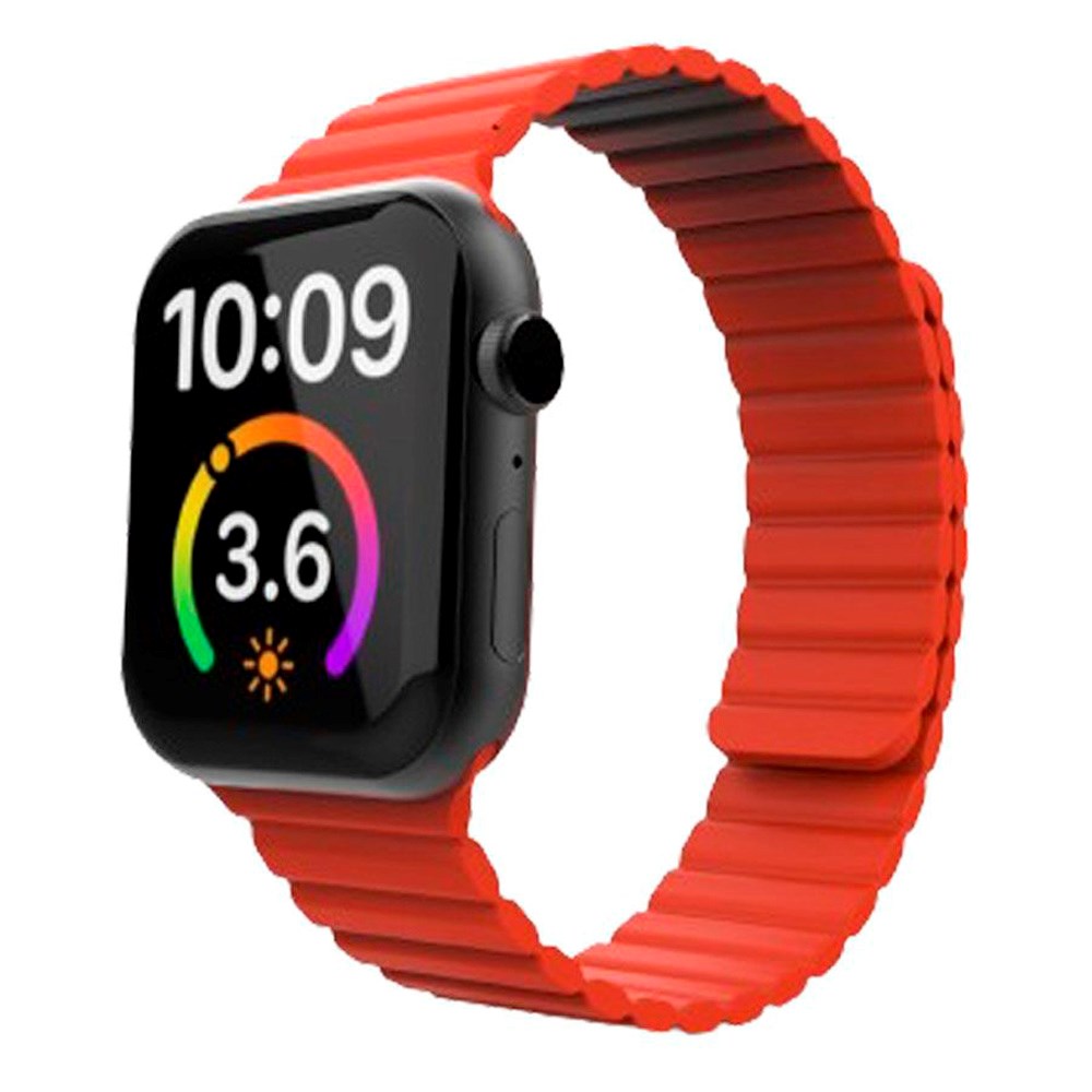 Lippa Apple Watch (42/44/SE/45/46/49mm) Magnetisk Silikone Rem - Rød