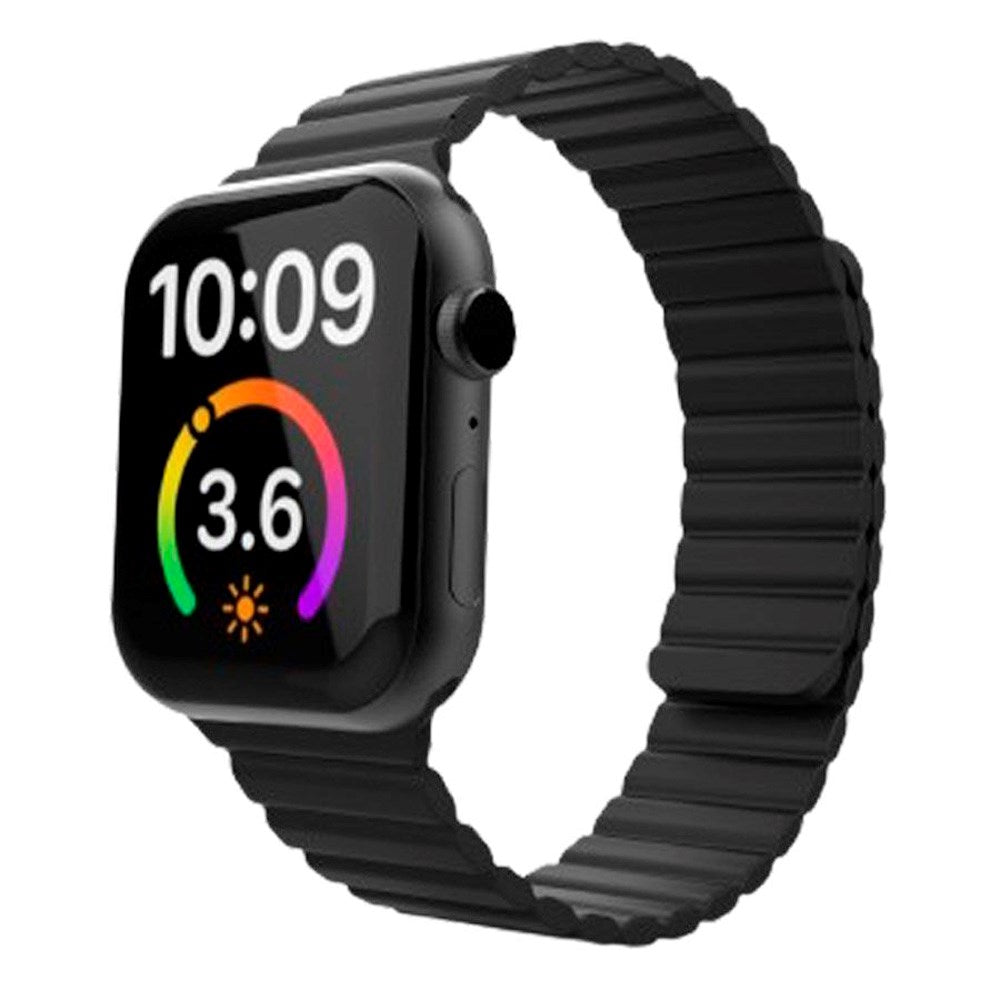 Lippa Apple Watch (42/44/SE/45/46/49mm) Magnetisk Silikone Rem - Sort