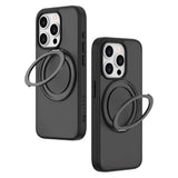 iPhone 15 Pro Lippa Hybrid Plastik Bagside Cover m. Roterbar Kickstand - MagSafe Kompatibel - Mat / Sort