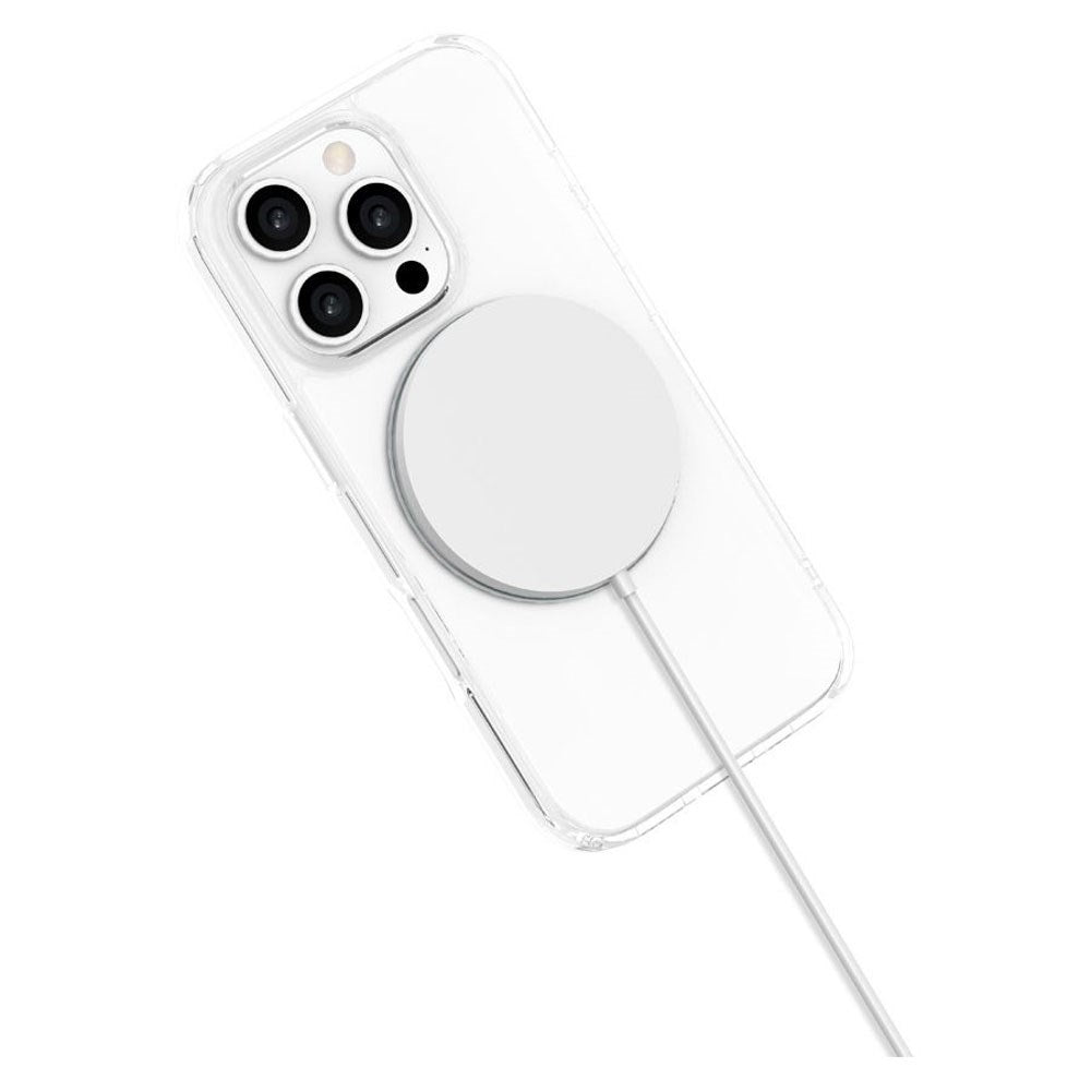 iPhone 16 Pro Lippa Hybrid Plastik Bagside Cover m. Roterbar Kickstand - MagSafe Kompatibel - Gennemsigtig / Sølv
