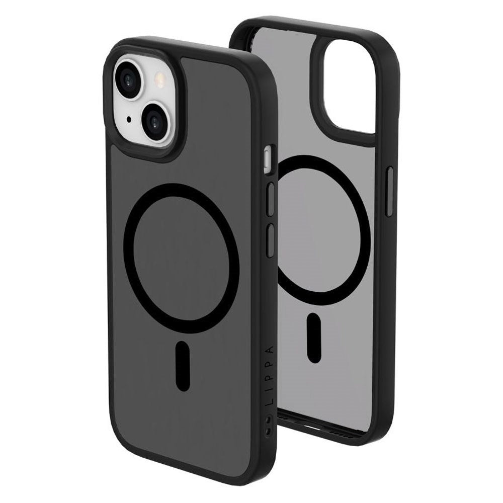 iPhone 15 Lippa Hybrid Plastik Mobil Cover - MagSafe Kompatibel - Mat / Sort