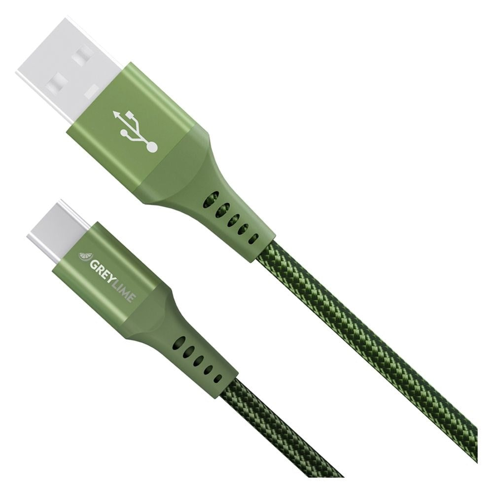 GreyLime 15W Braided USB-A til USB-C Kabel 50 centimeter - Grøn