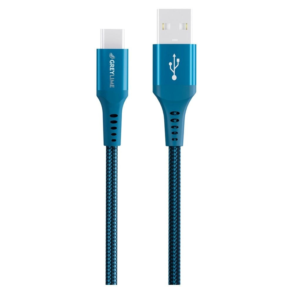 GreyLime 15W Braided USB-A til USB-C Kabel 3 meter - Blå