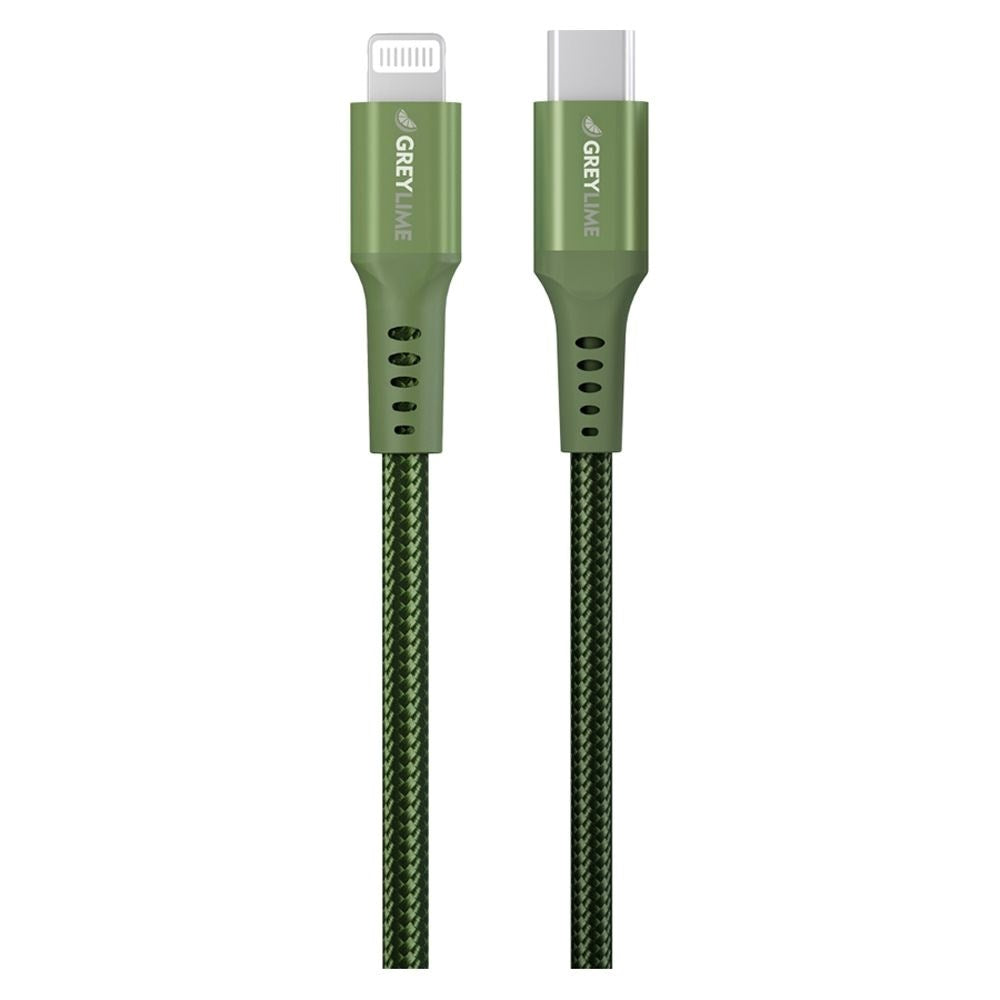 GreyLime 18W Braided USB-C til Lightning Kabel 50 centimeter - Grøn