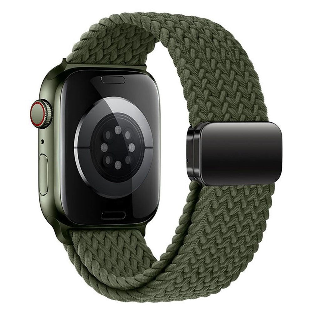 Apple Watch (38/40/SE/41/42mm) Nylon Rem Lippa - Magnetisk Lås - Grøn