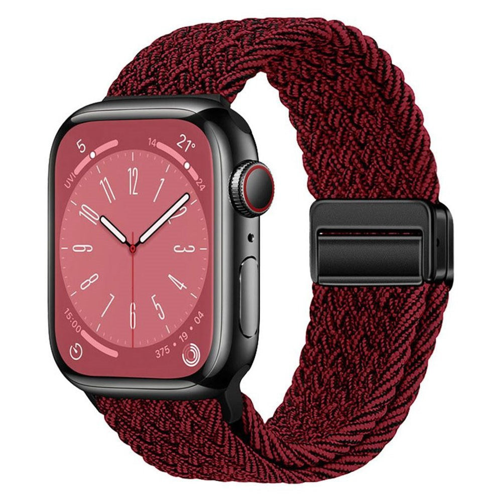 Apple Watch (38/40/SE/41/42mm) Nylon Rem Lippa - Magnetisk Lås - Rød