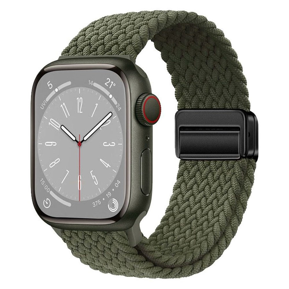 Apple Watch (42/44/SE/45/46/49mm) Nylon Rem Lippa - Magnetisk Lås - Grøn