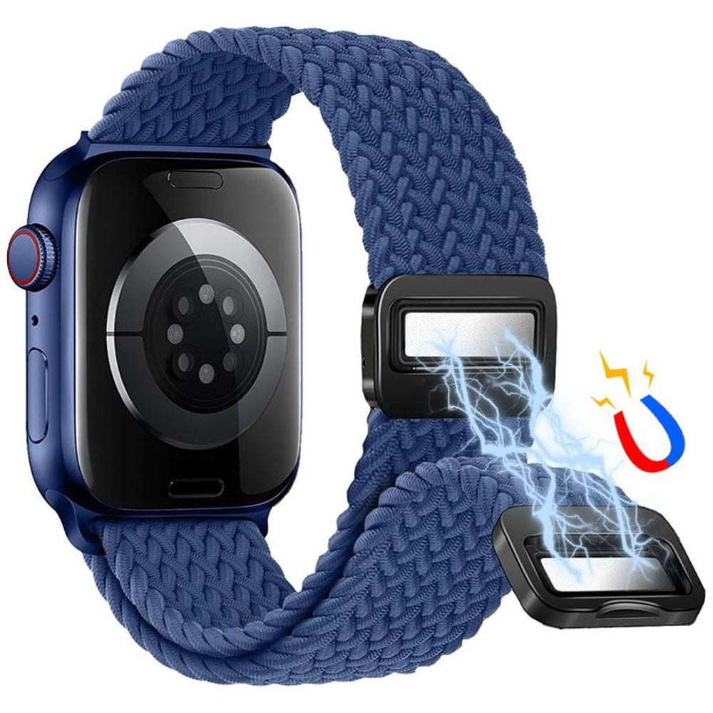 Apple Watch (42/44/SE/45/46/49mm) Nylon Rem Lippa - Magnetisk Lås - Blå