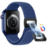Apple Watch (42/44/SE/45/46/49mm) Nylon Rem Lippa - Magnetisk Lås - Blå
