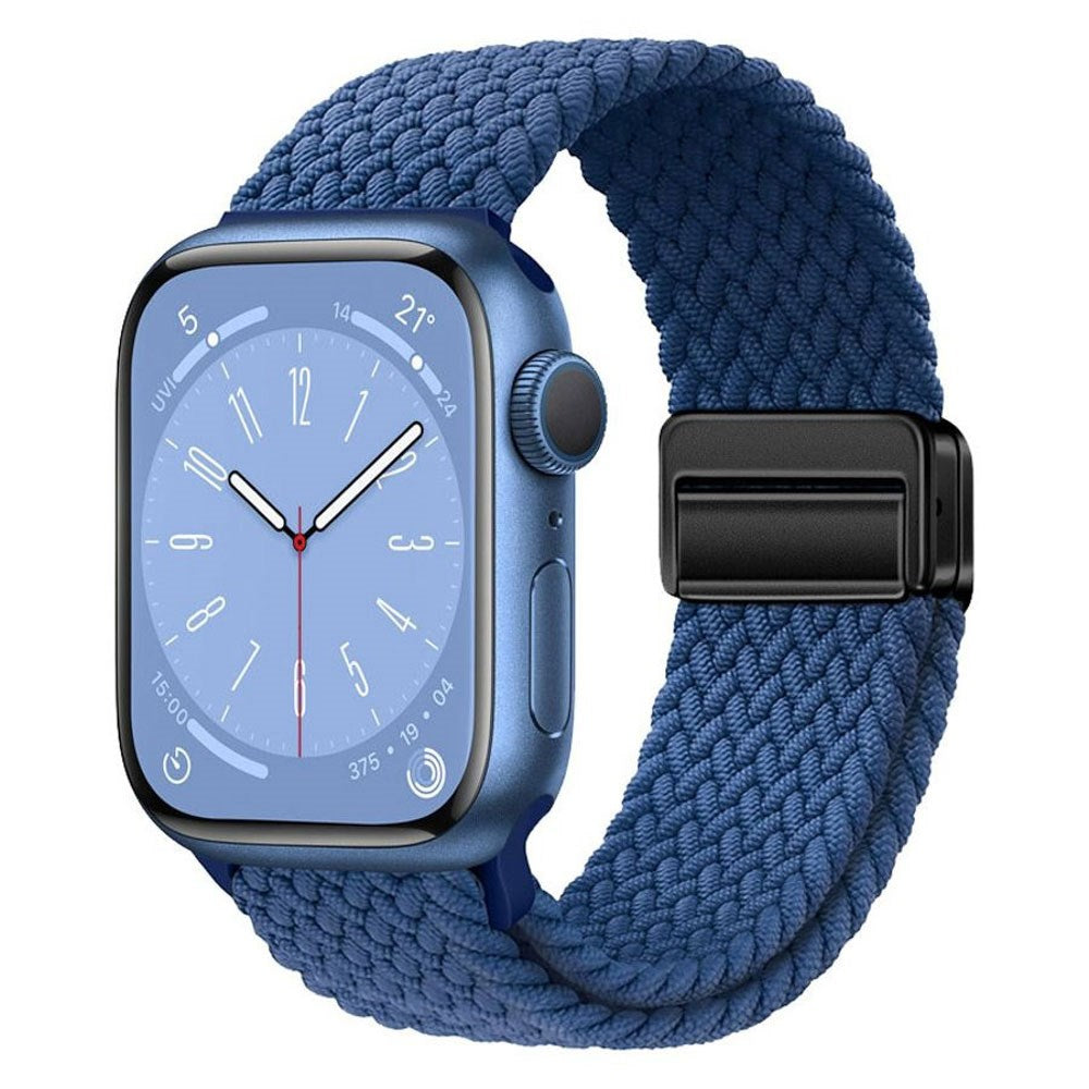 Apple Watch (42/44/SE/45/46/49mm) Nylon Rem Lippa - Magnetisk Lås - Blå