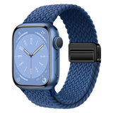 Apple Watch (42/44/SE/45/46/49mm) Nylon Rem Lippa - Magnetisk Lås - Blå