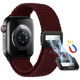 Apple Watch (42/44/SE/45/46/49mm) Nylon Rem Lippa - Magnetisk Lås - Rød
