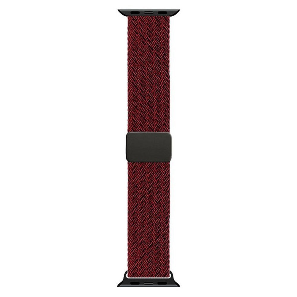 Apple Watch (42/44/SE/45/46/49mm) Nylon Rem Lippa - Magnetisk Lås - Rød
