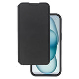 iPhone 15 Lippa Kunstlæder Wallet Flip Cover - Sort