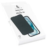 iPhone 15 Lippa Kunstlæder Wallet Flip Cover - Sort