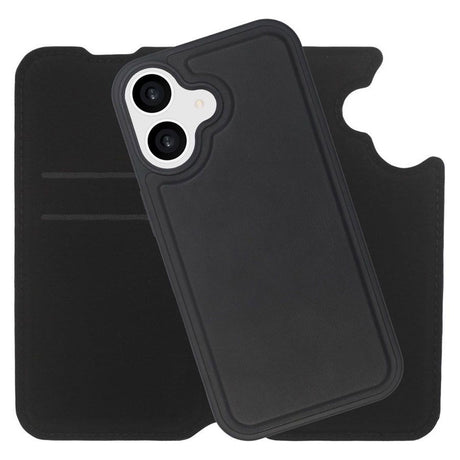 iPhone 16 Lippa Kunstlæder Wallet Flip Cover - Sort