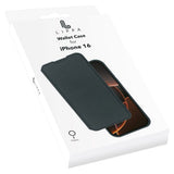 iPhone 16 Lippa Kunstlæder Wallet Flip Cover - Sort