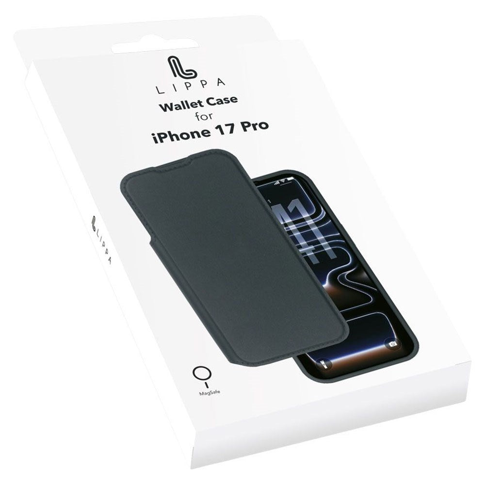 iPhone 17 Pro Lippa Kunstlæder Wallet Flip Cover - Sort