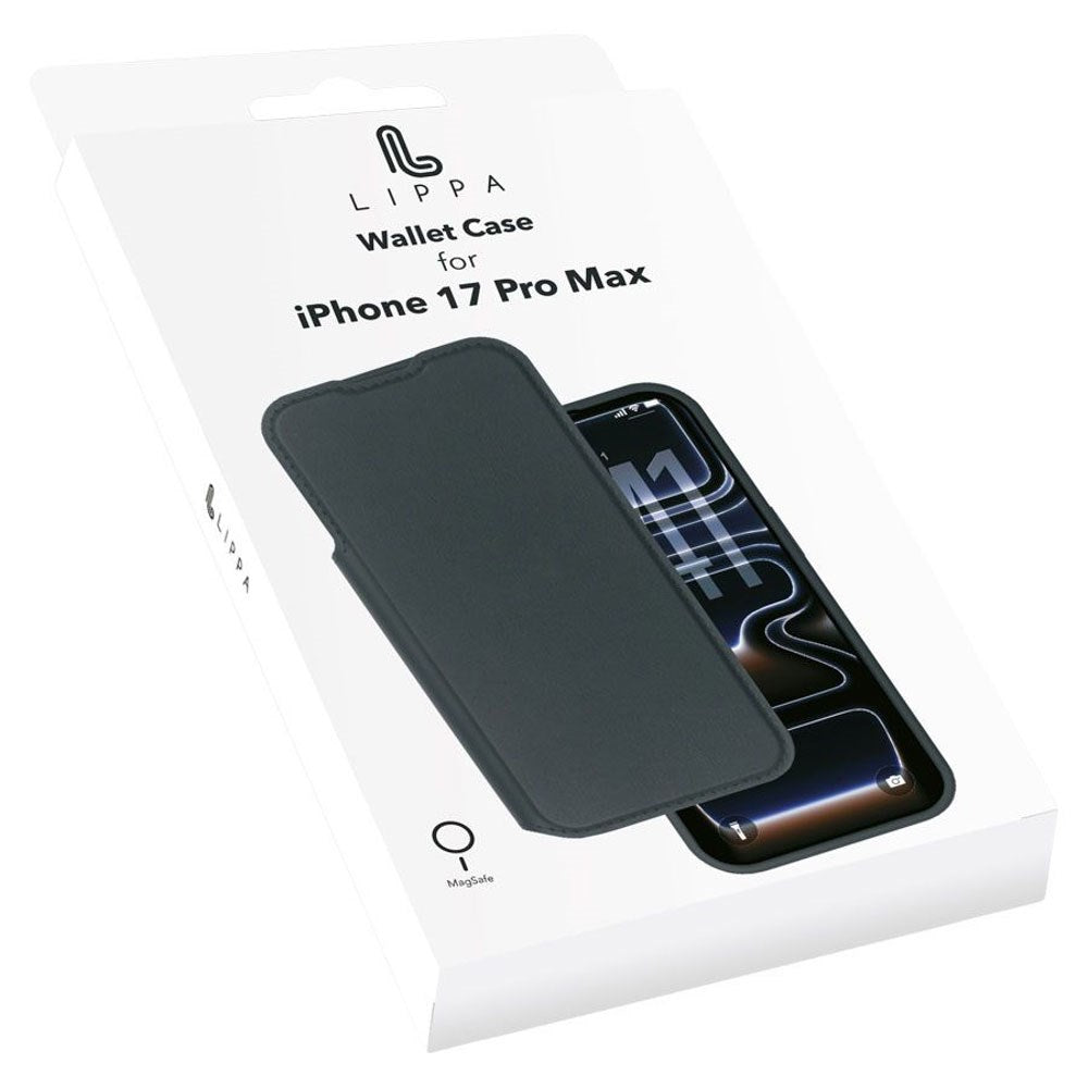iPhone 17 Pro Max Lippa Kunstlæder Wallet Flip Cover - Sort