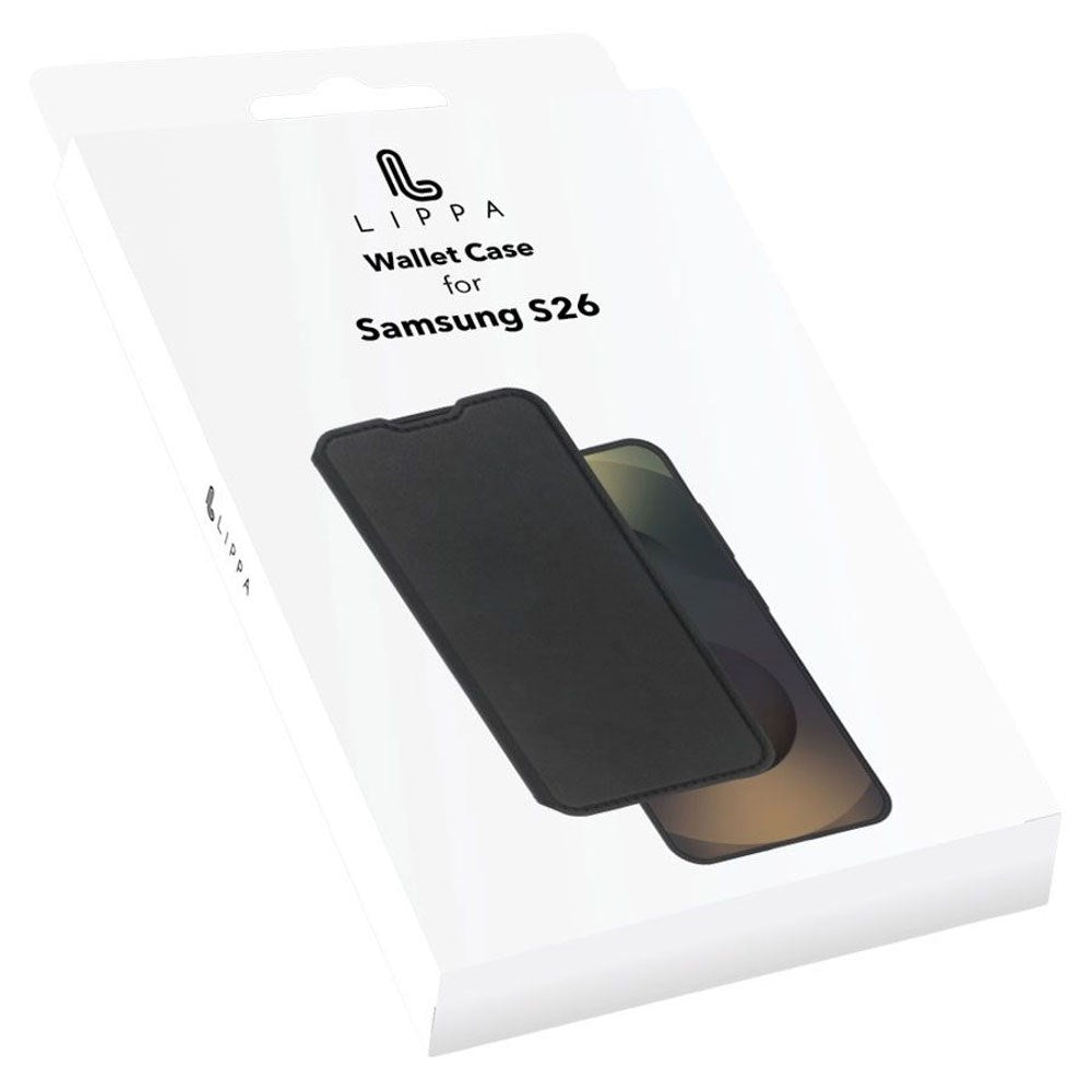 Samsung Galaxy S26 Lippa Kunstlæder Wallet Flip Cover - Sort
