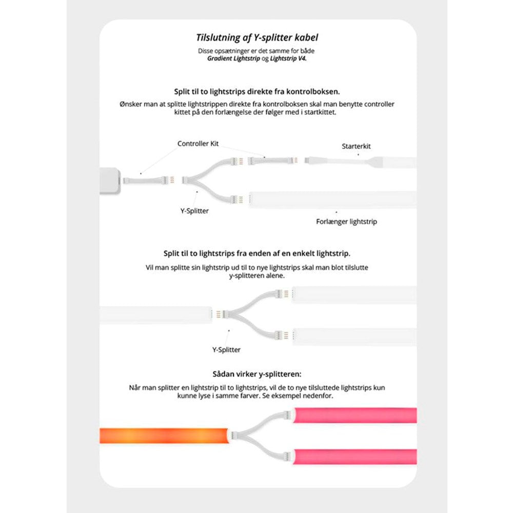 Light Solutions - Kabel til Philips Hue LightStrip V4 - 1m - 1 Stk - Hvid