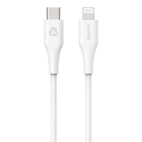 eSTUFF INFINITE MFI 1 m USB-C til Lightning Kabel - 12W - 100% Genbrugsplastik - Hvid