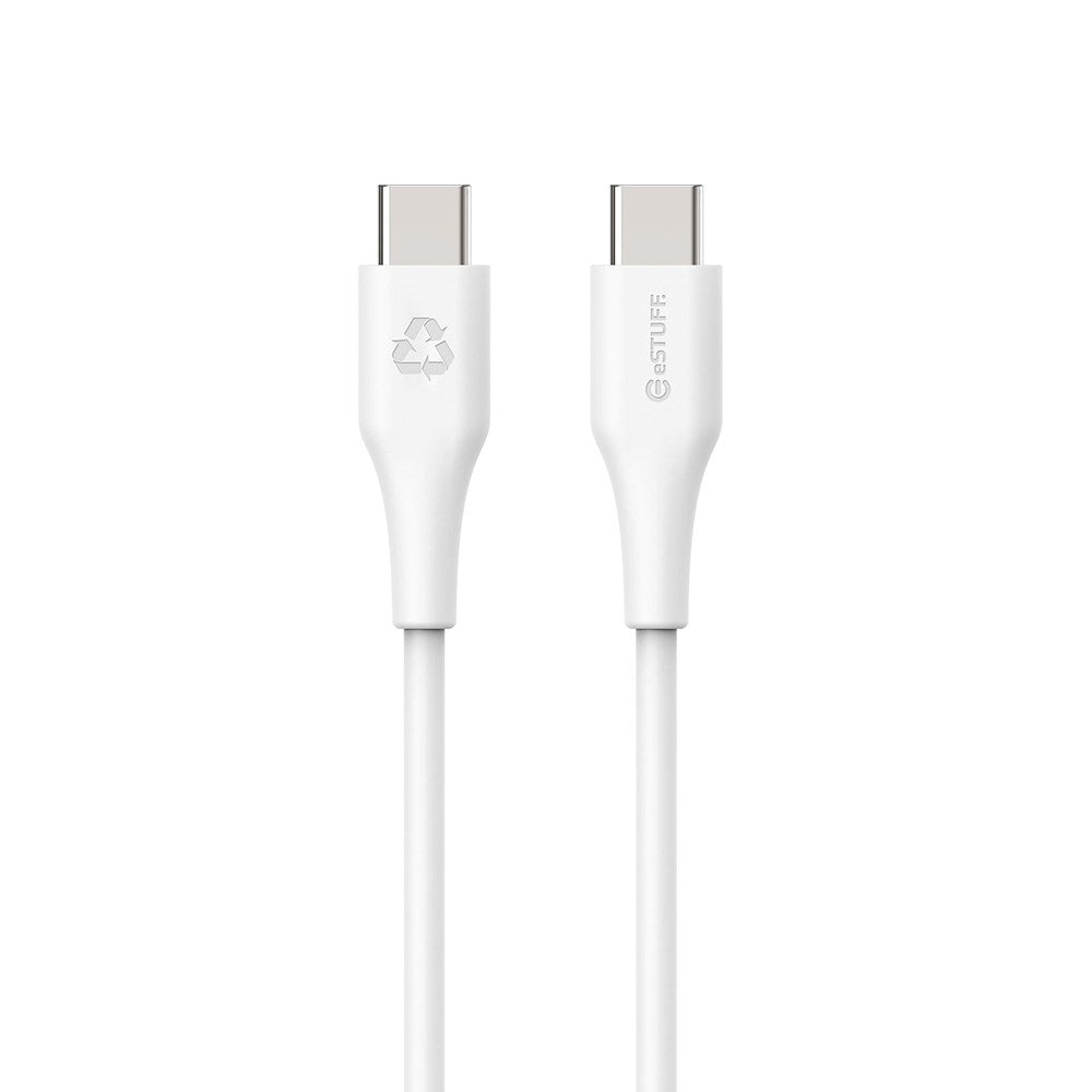 eSTUFF INFINITE 1 m USB-C  til USB-C Kabel 60W - 100% Genbrugsplastik - Hvid