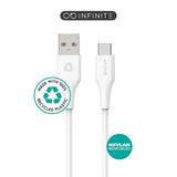 eSTUFF INFINITE USB-C Kabel 60W 1 m - 100% Genbrugsplastik - Hvid