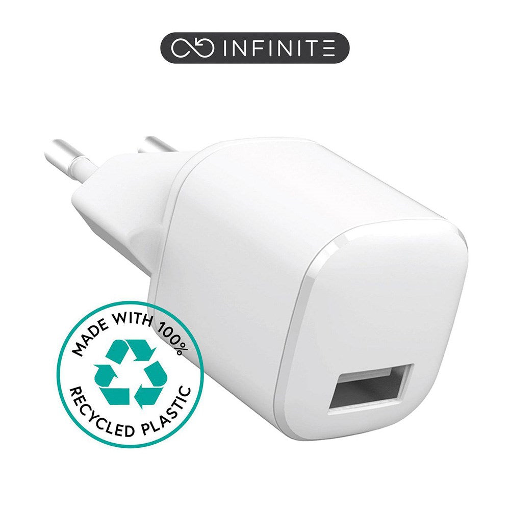 eSTUFF INFINITE 12W USB-A Vægoplader - 100% Genbrugsplastik - Hvid