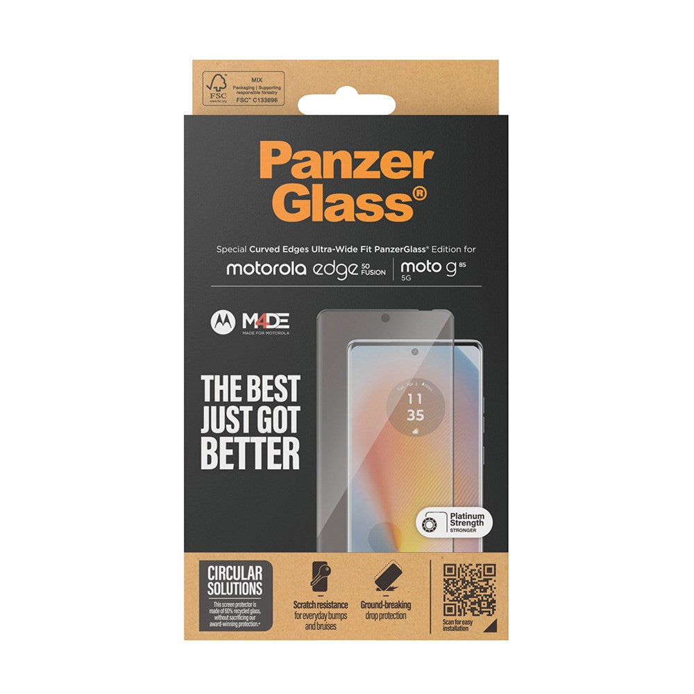 Motorola Edge 50 Fusion PanzerGlass Ultra Wide Fit Beskyttelsesglas - Platinum Strength - Sort Kant