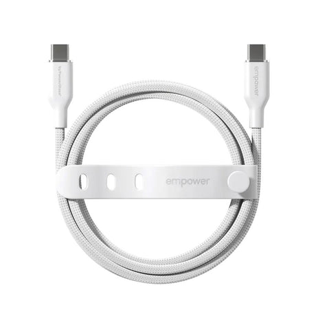 empower by PanzerGlass Racing 1.2m / 60W USB-C til USB-C Kabel - Silver White