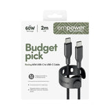 empower by PanzerGlass Racing 2m / 60W USB-C til USB-C Kabel - Space Black
