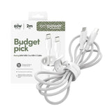 empower by PanzerGlass Racing 2m / 60W USB-C til USB-C Kabel - Silver White