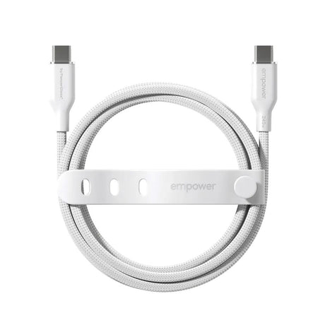 empower by PanzerGlass Racing 2m / 240W USB-C til USB-C Kabel - Silver White