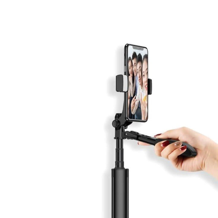 NORTH Stabilized Selfie Stick / Tripod m. Trådløs Kamera Udløser & 2 LED Lamper