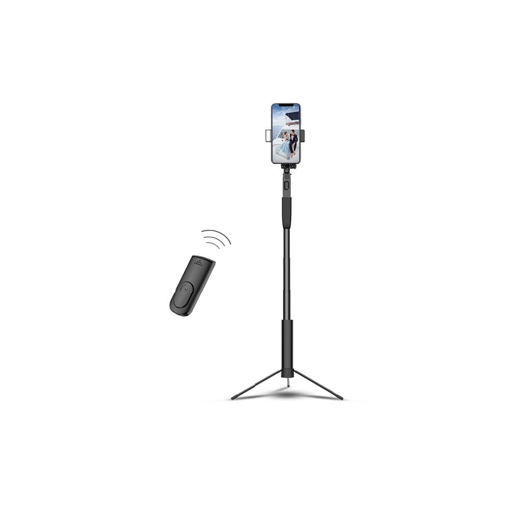 NORTH Stabilized Selfie Stick / Tripod m. Trådløs Kamera Udløser & 2 LED Lamper