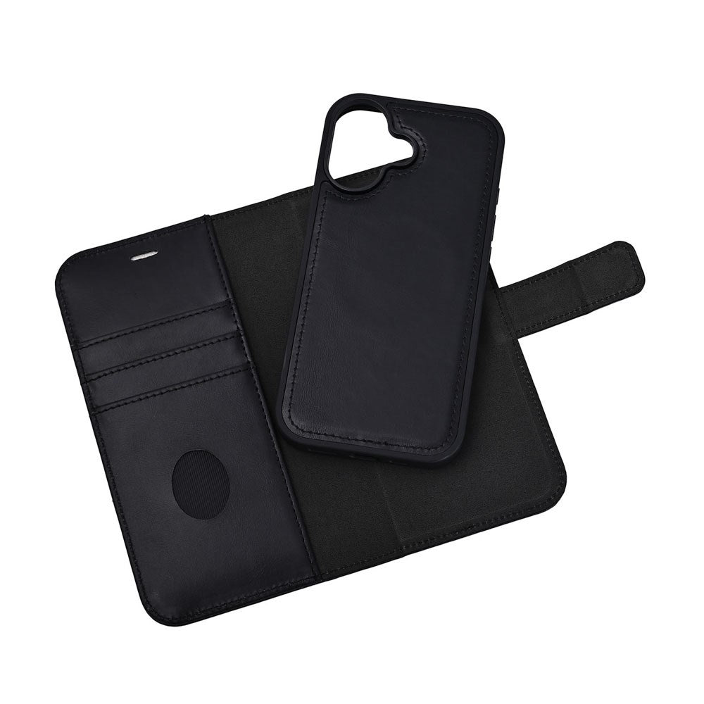 iPhone 17 RadiCover Exclusive 2-in-1 Anti Stråling Læder Flip Case m. Kortholder - MagSafe Kompatibel - Sort