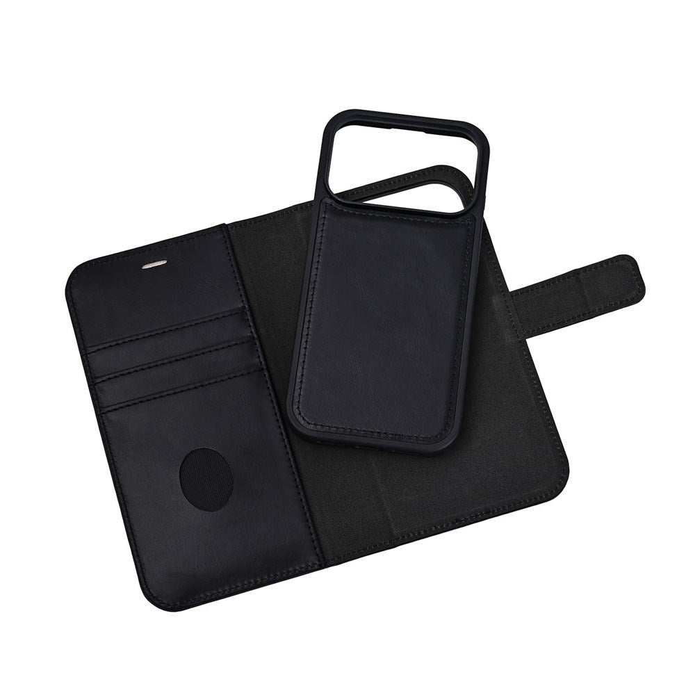 iPhone 17 Pro RadiCover Exclusive 2-in-1 Anti Stråling Læder Flip Case m. Kortholder - MagSafe Kompatibel - Sort