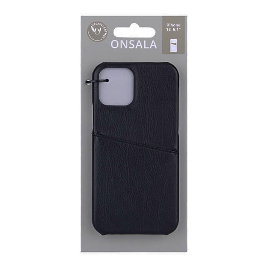 iPhone 12 Pro / 12 GEAR Onsala Collection Læder Cover m. Kortlomme - Sort