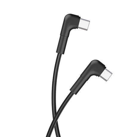 Maxlife Vinklet USB-C til USB-C Kabel 60W - 1m - Sort