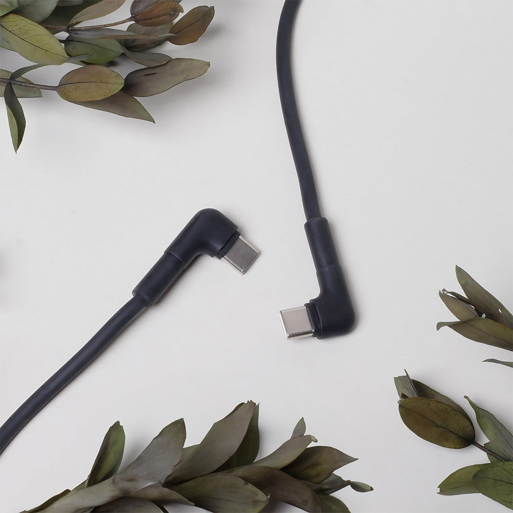 Maxlife Vinklet USB-C til USB-C Kabel 60W - 1m - Sort