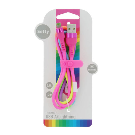 USB-A til Lightning Kabel 10 W fra Setty - 1,2 m. - Regnbue