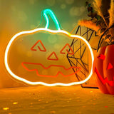 Neolia LED Neon Skilt Halloween - Orange og Grønt Lys m. Græskar