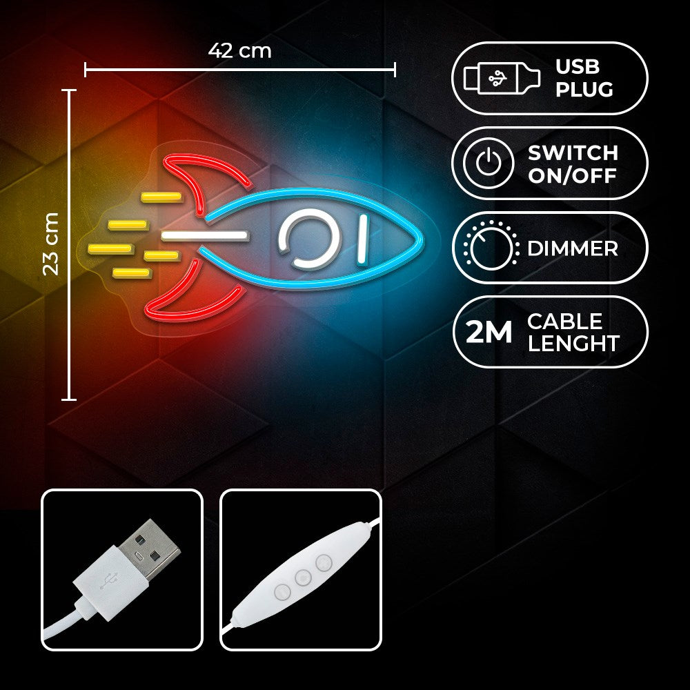 Neolia Neon Skilt LED - Flerfarvet Lys m. Rumraket