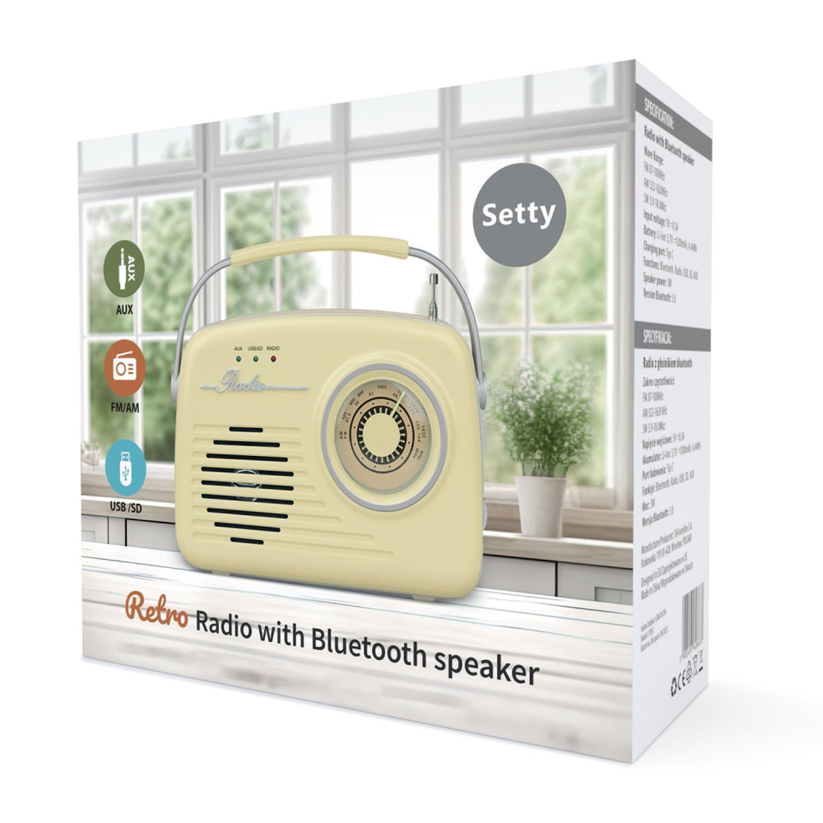 Setty Bluetooth Højttaler m. Radio - Retro - Beige