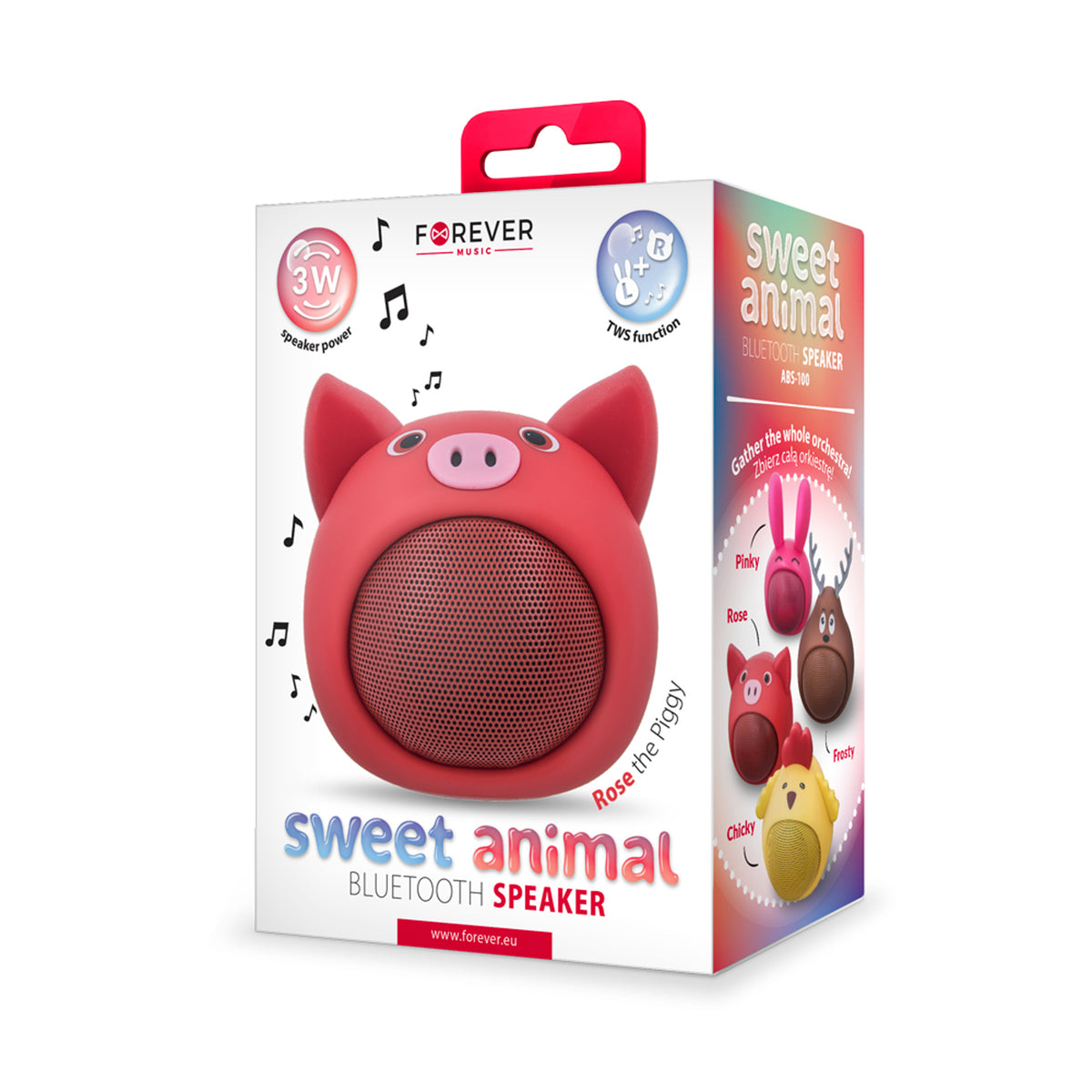 Forever Animal Bluetooth Højttaler - Rød Gris
